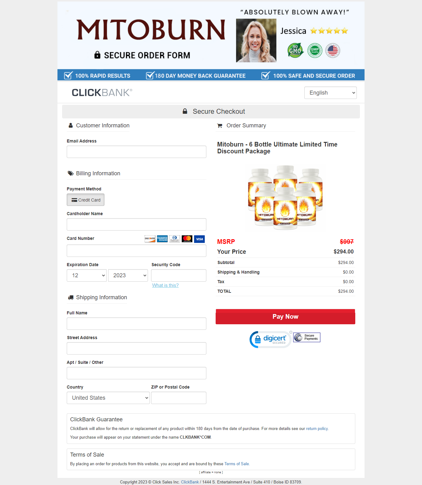 Mitoburn - Order Page